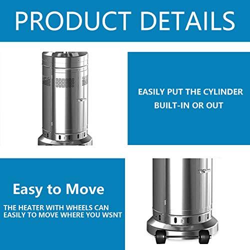 2026 2 Set 48,000-BTU Umbrella Patio Propane Heater with Wheels,Stainless Steel Patio Heater,Stainless Steel Floorstanding Liquid Propane Heater Outdoor Patio,Patio Heater Standing Outdoor (Color:Silver)