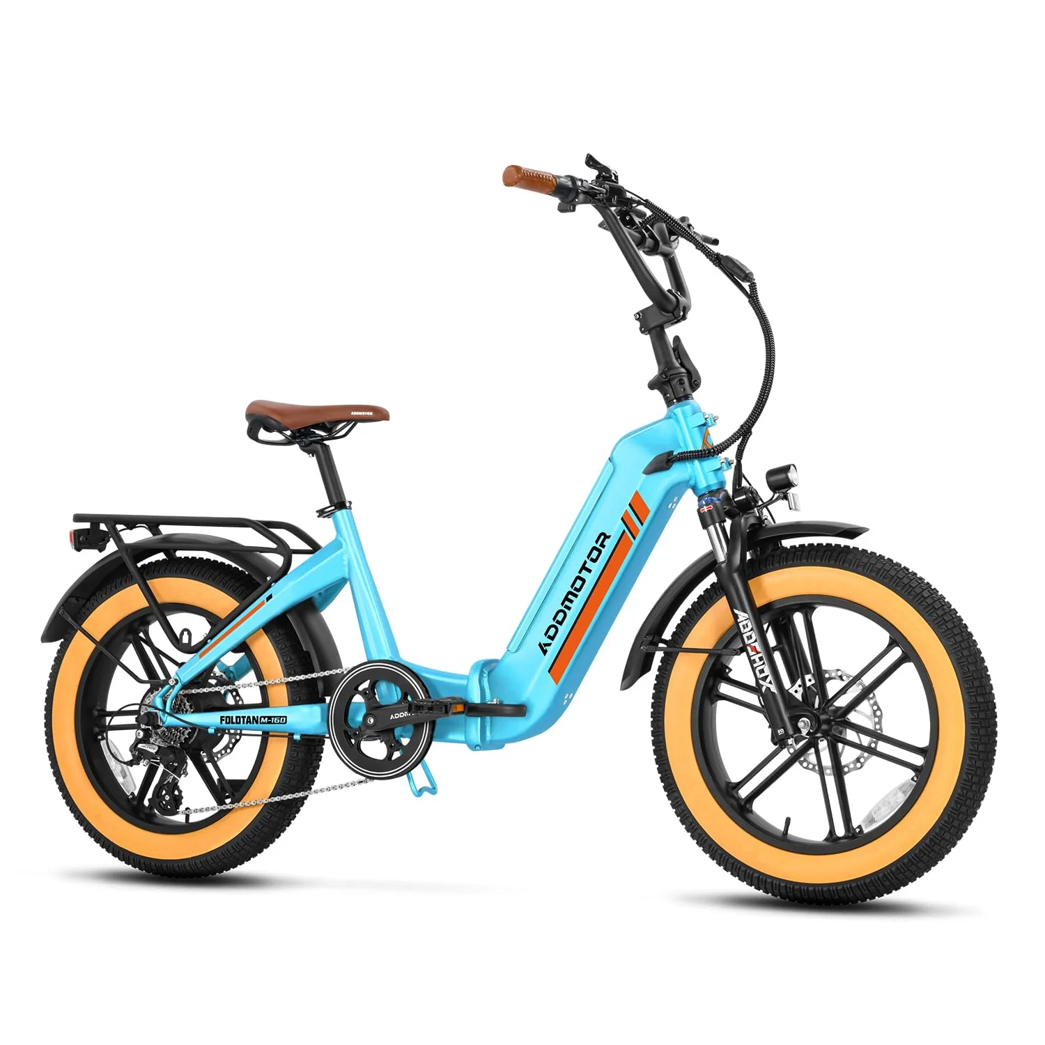 2026 Addmotor Electric Bike for Adults, 750W Folding Electric Bike, 20'' Step-Thru Strong Frame Fat Tire M-160 Electric Bicycle 100 Mi Long Range Foldable Ebike W/Torque Sensor & Hydraulic Brakes,Sky Blue