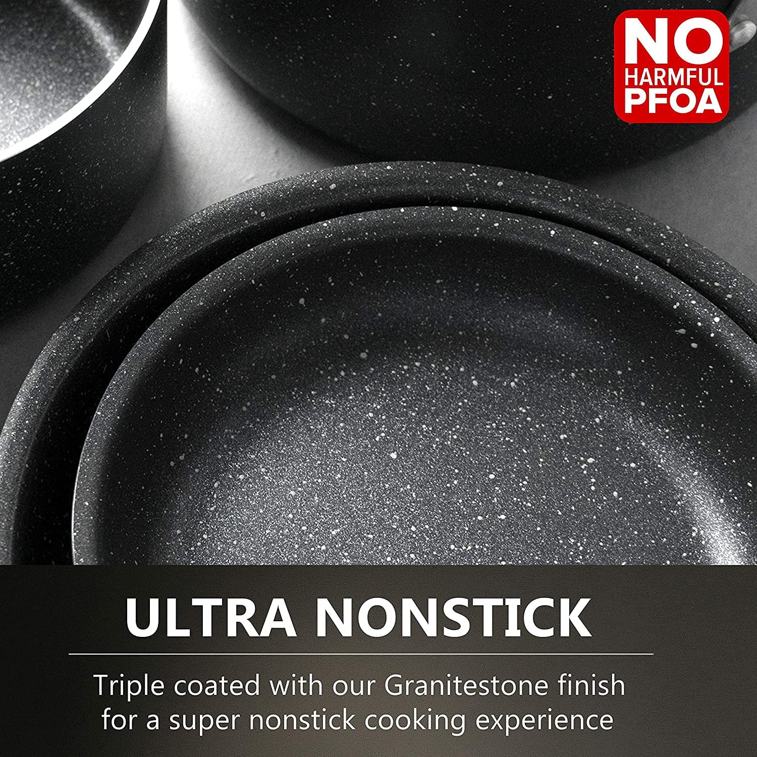 Granitestone Stackmaster Nonstick Pots and Pans Set, 10 Piece Complete Cookware Set, Stackable Design with Ultra Nonstick Mineral and Diamond Coating, Dishwasher and Oven Safe