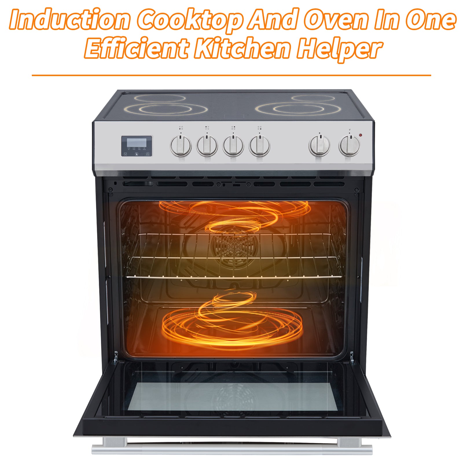 2026 Front Control Electric Range Oven with 5 Cooktop Elements with 6 Cooking Power Options, Freestanding Oven, 5.0 cu. ft. Capacity Stainless Steel