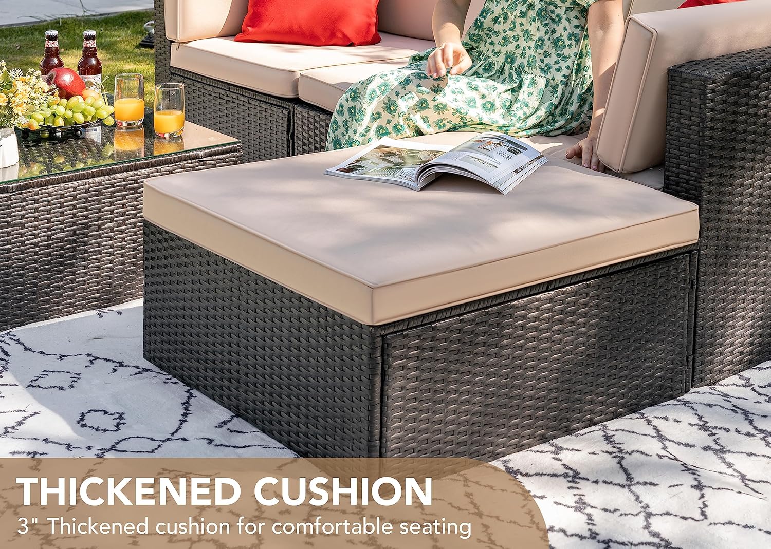 5 Pieces All-Weather Patio Furniture Set with Cushions