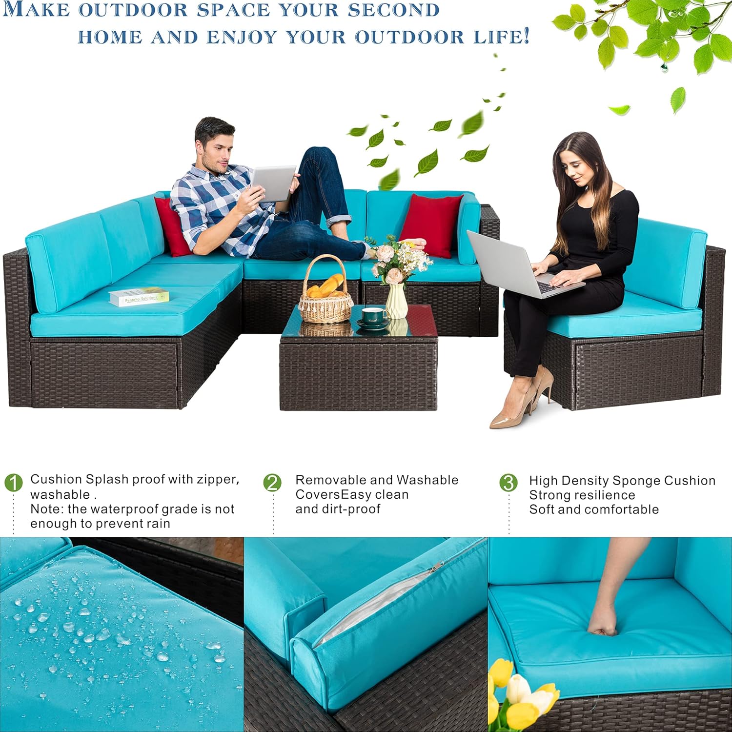 5 Piece All-Weather Patio Furniture Set with Ottoman