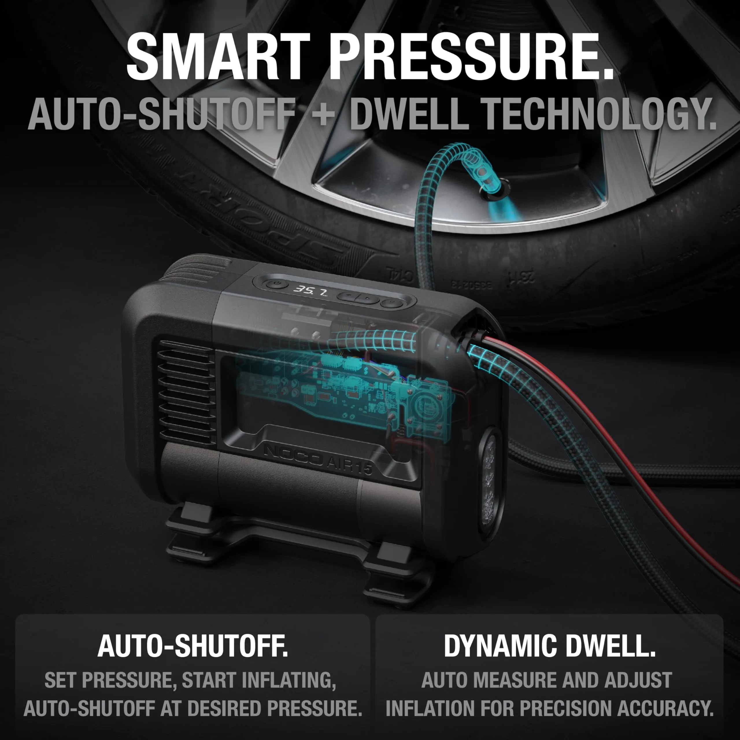 2026 UltraFast 15A Tire Inflator, 12V Portable Air Compressor Pump, Rated at 80 PSI, Inflates Tires from 0-40 PSI in 2.9 Minutes with a Digital Gauge, Smart Pressure and Auto-Shutoff