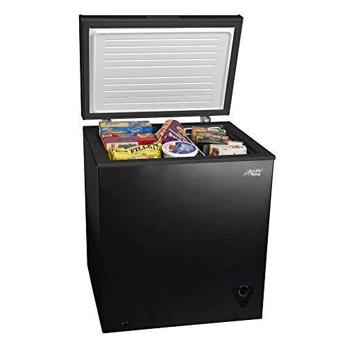 5 Cu Ft Chest Freezer Black, Energy-Efficient, Compact with Removable Basket for Home or Business