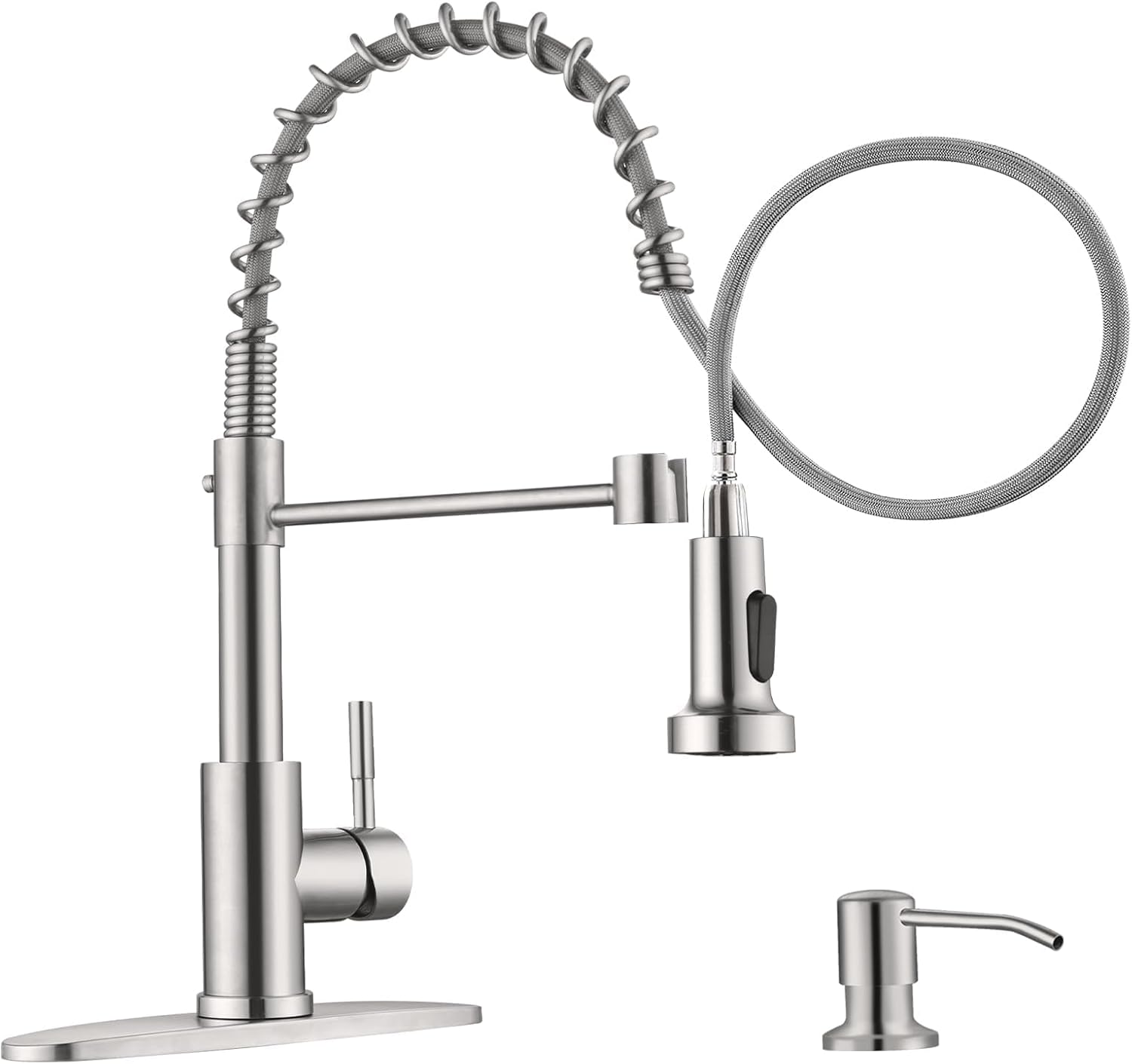 Black Touchless Kitchen Faucet with Soap Dispenser, Motion Sensor Activated Hands-Free Automatic Faucet for Sink with Pull Down Sprayer, Single Handle Smart Faucets for Kitchen Sink