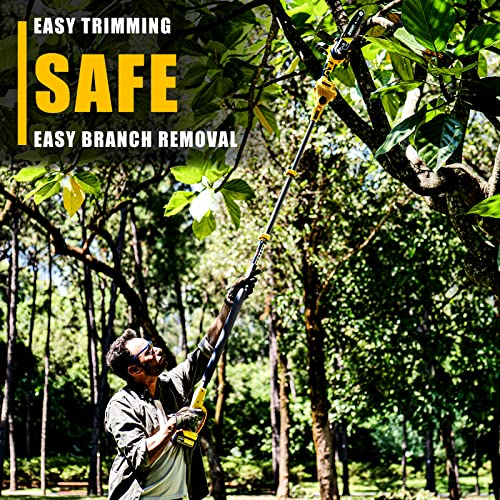 2-in-1 Brushless Pole Saw & Mini Chainsaw, IMOUMLIVE 8′′ Cutting Cordless Power Pole Saw for Wood Cutting, Trimming