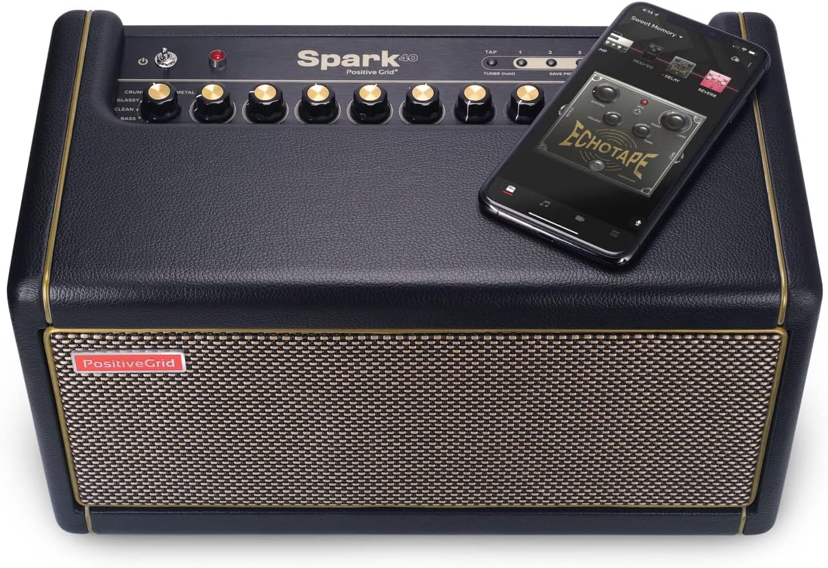 40-Watt Combo Practice Guitar Amplifier Electric Bass and Acoustic Guitar Amp with Spark Mobile App – Pearl
