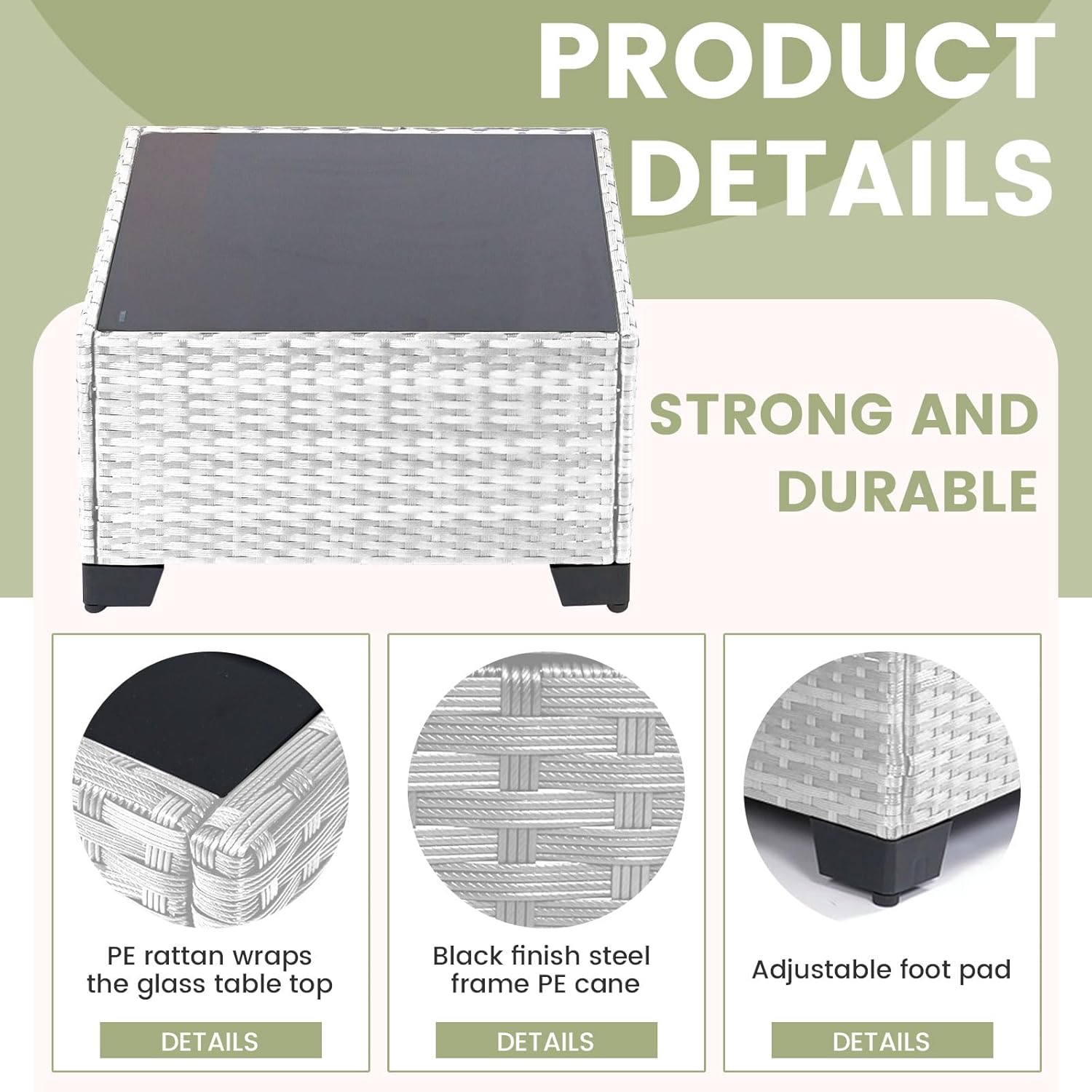 7 Pieces Rattan Patio Furniture Set with Tea Table