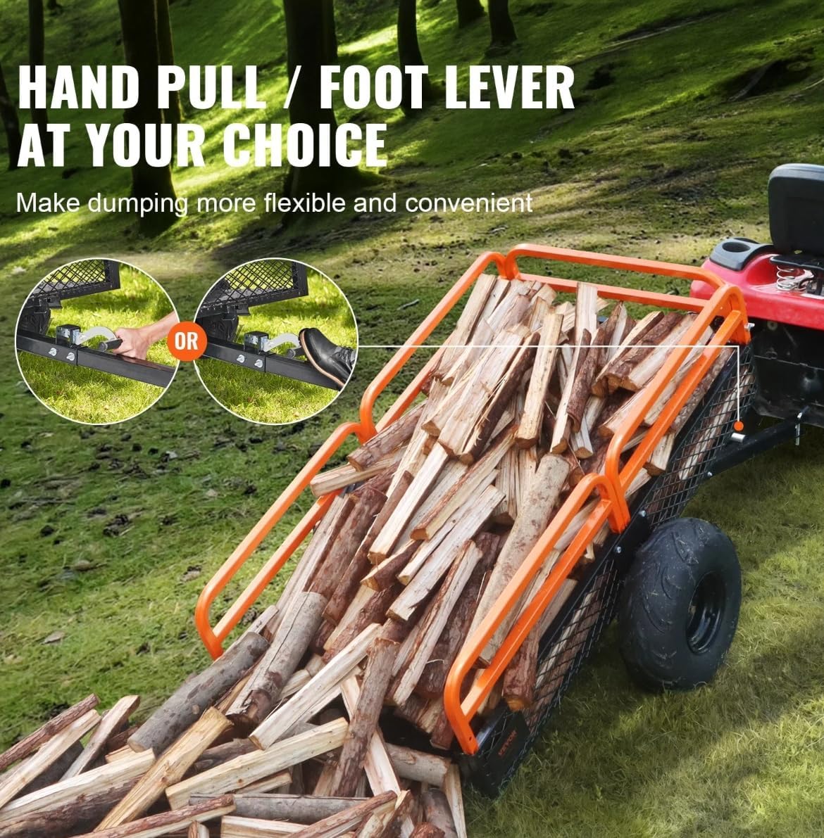 Heavy Duty 1500 LB ATV Dump Trailer – Garden Tractor Tow Cart with Removable Sides | 127355