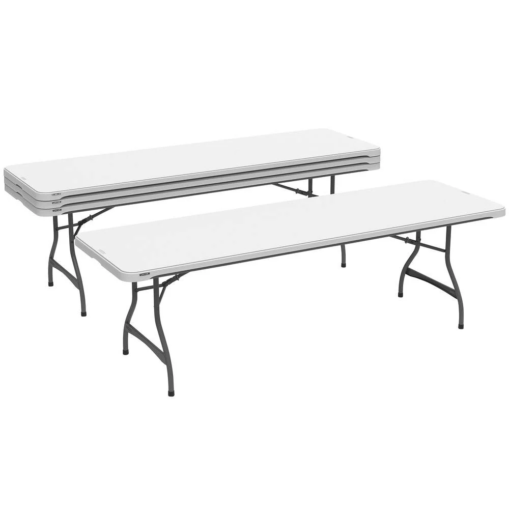 4-Pack Commercial Stacking 8 ft Folding Table - White (80344)
