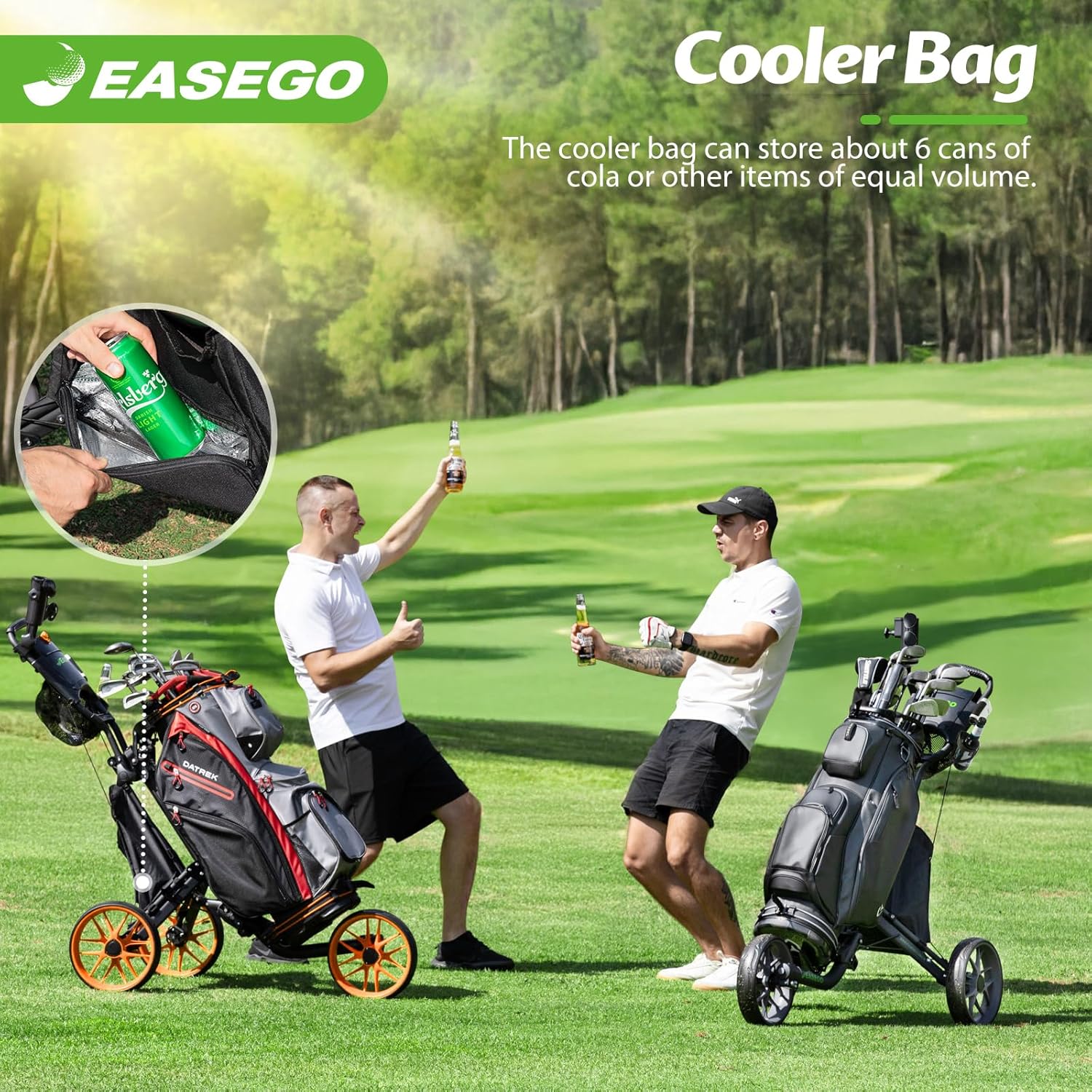 ‎Golf Push Cart 3 Wheel – Foldable Caddy with Holders