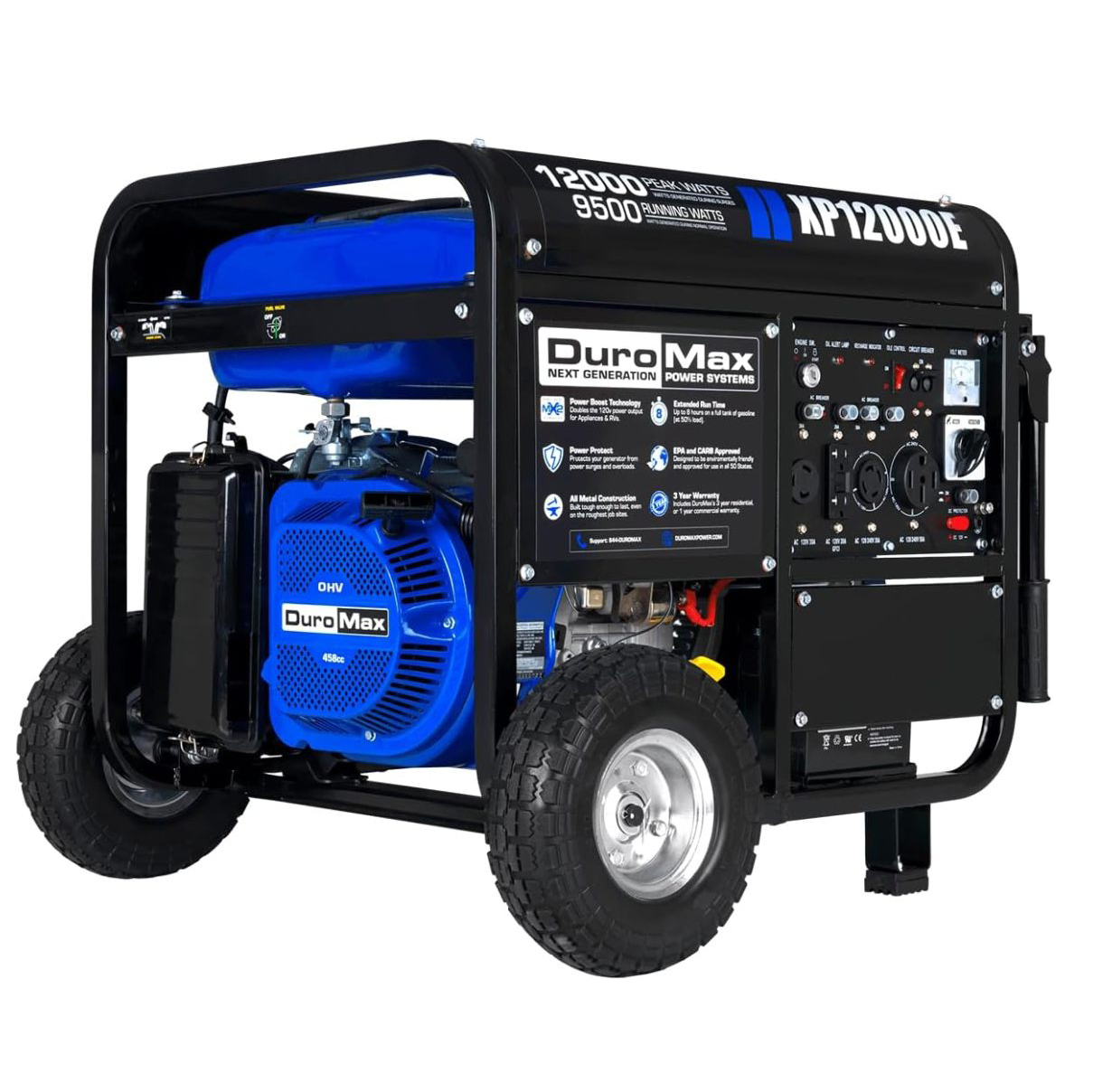 13,000-Watt Dual Fuel Portable Generator - Gas & Propane, Electric Start, Whole Home Backup Power, Transfer Switch Ready, RV & Emergency Ready