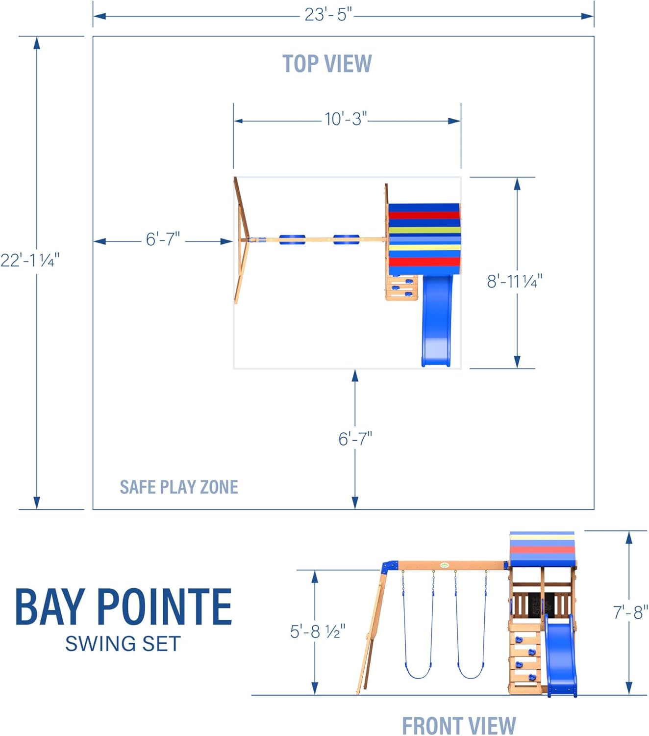 Buckley Hill Cedar Wood Swing Set with Slide & Deck