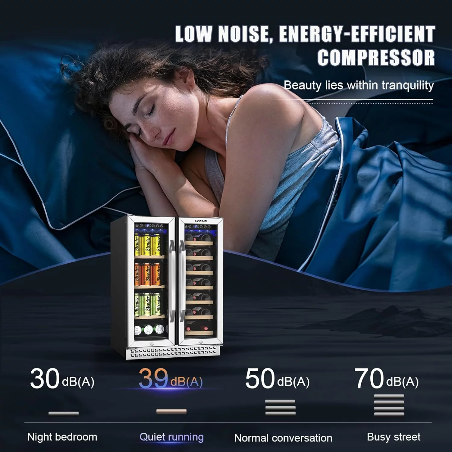 2026 Yolsali 24 Inch Wine Cooler, Beverage Refrigerator, Dual Zone Wine Cooler Refrigerator with 2 Safety Locks, Adjustable Legs, Soft LED Light, Hold 20 Bottles and 57 Cans, Built-In or Freestanding