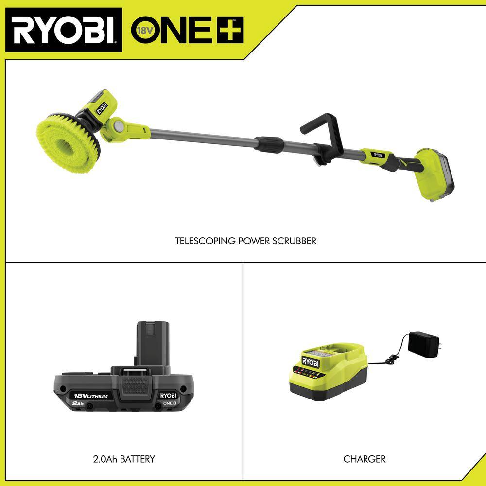 RYOBI P4500K ONE+ 18V Cordless Telescoping Power Scrubber Kit with 2.0 Ah Battery and Charger?? Last Day For Clearance