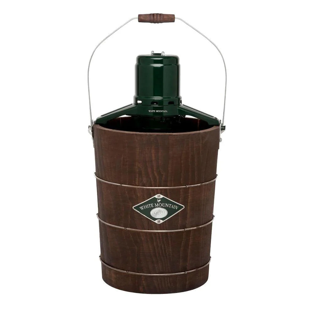 White Mountain 6 Qt. Green and Brown Electric Ice Cream Maker