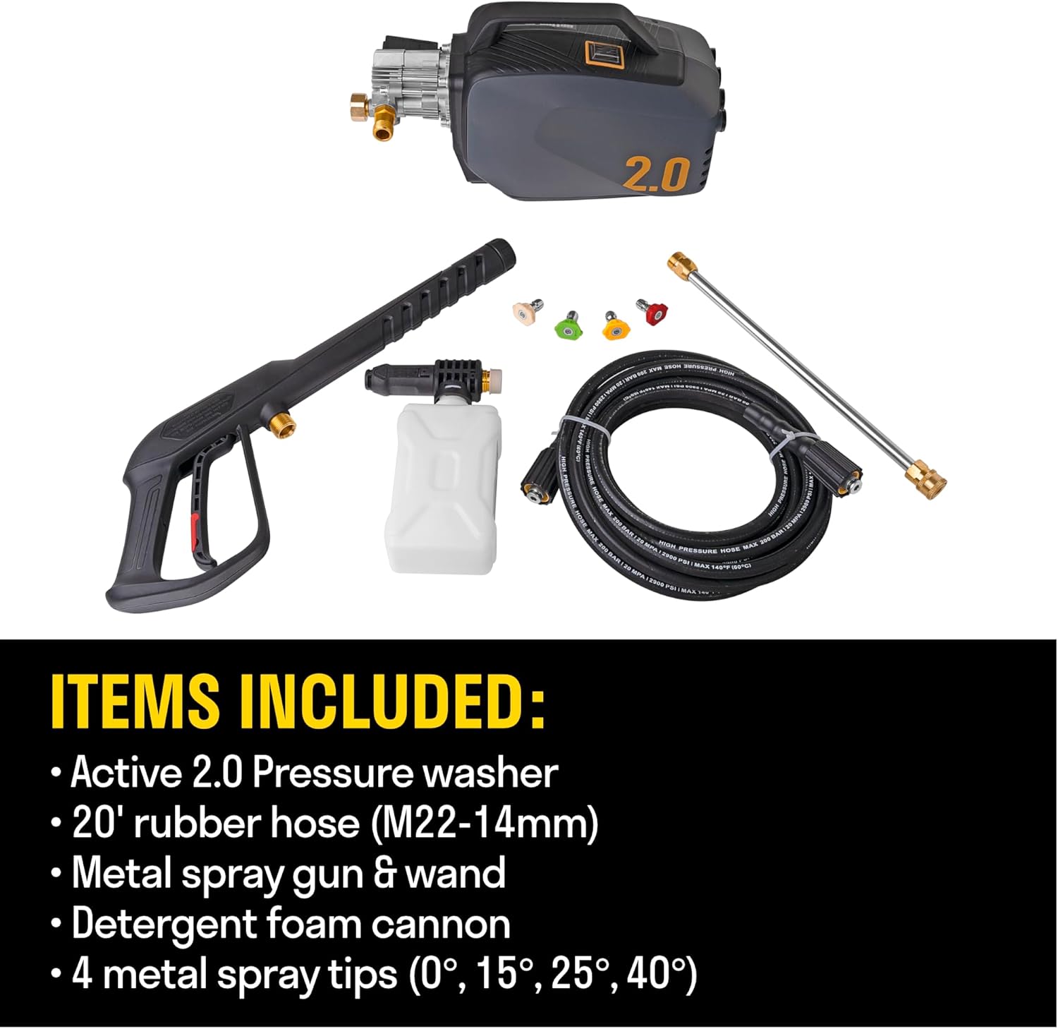 2.0 Electric Pressure Washer – 1800 PSI Compact Cleaner