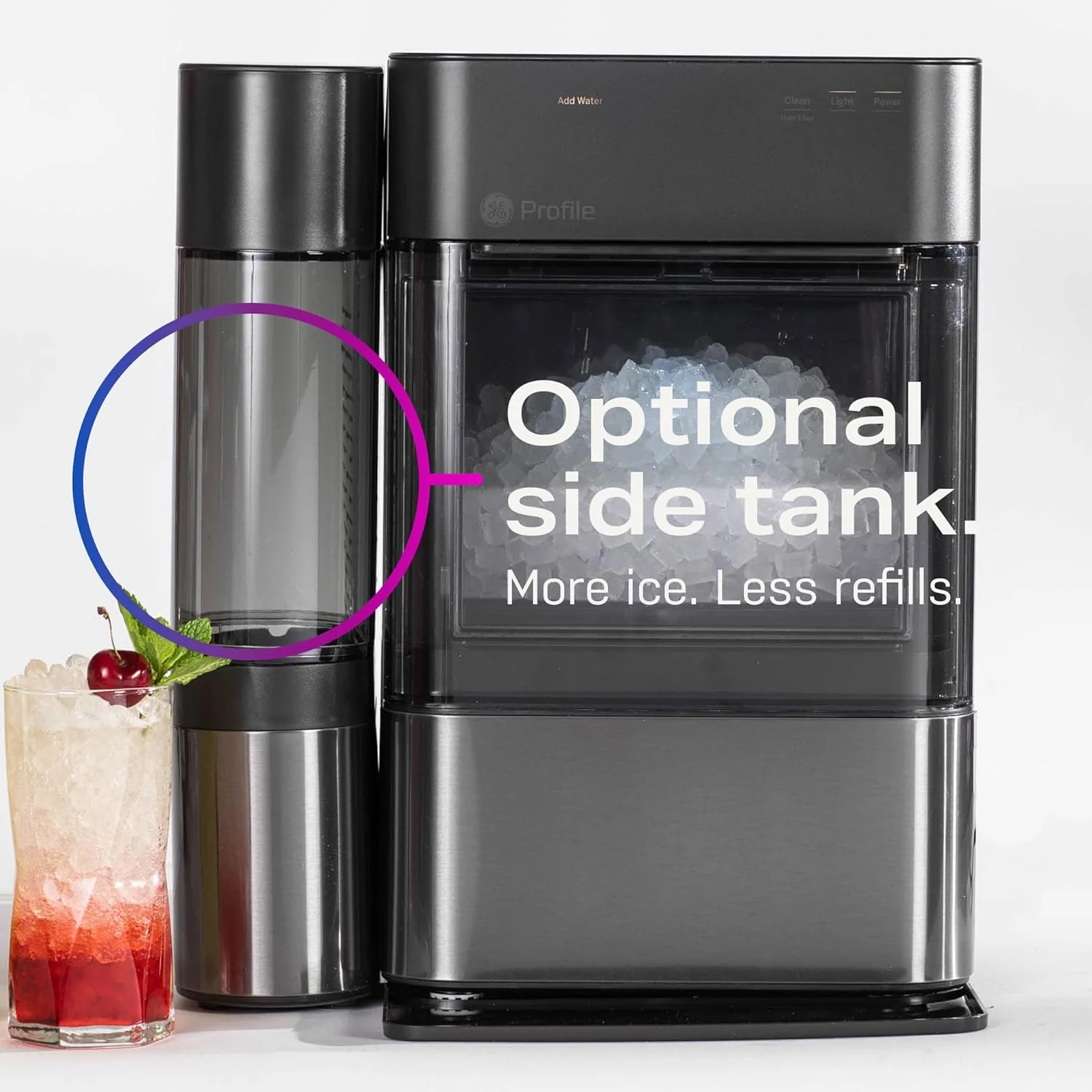 GE Profile Opal 2.0 with 0.75 Gallon Tank, Chewable Crunchable Countertop Nugget Ice Maker, Scoop included, 38 lbs in 24 hours, Pellet Ice Machine with WiFi & Smart Connected, Stainless Steel