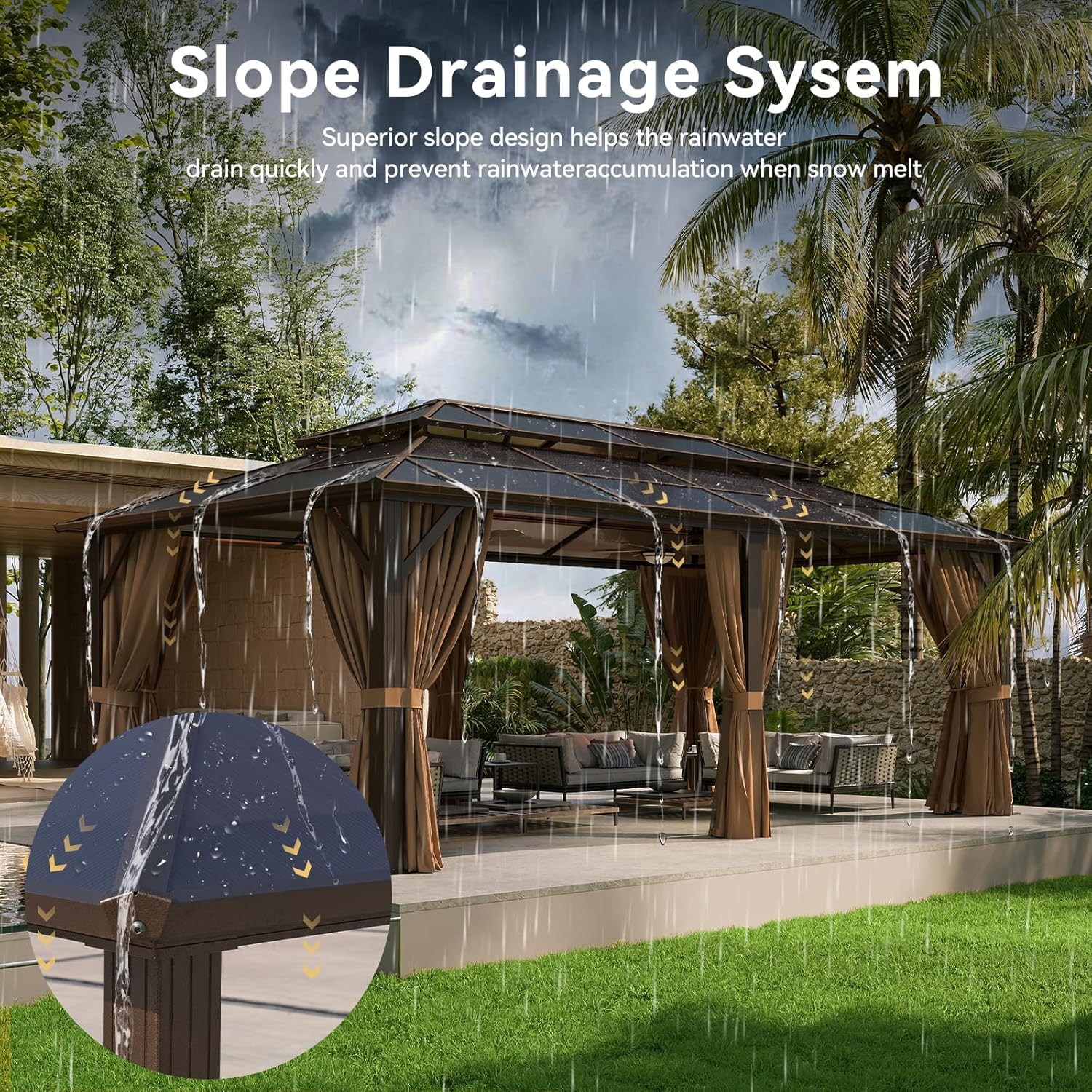 12’X10′ Hardtop Gazebo with Curtains and Netting