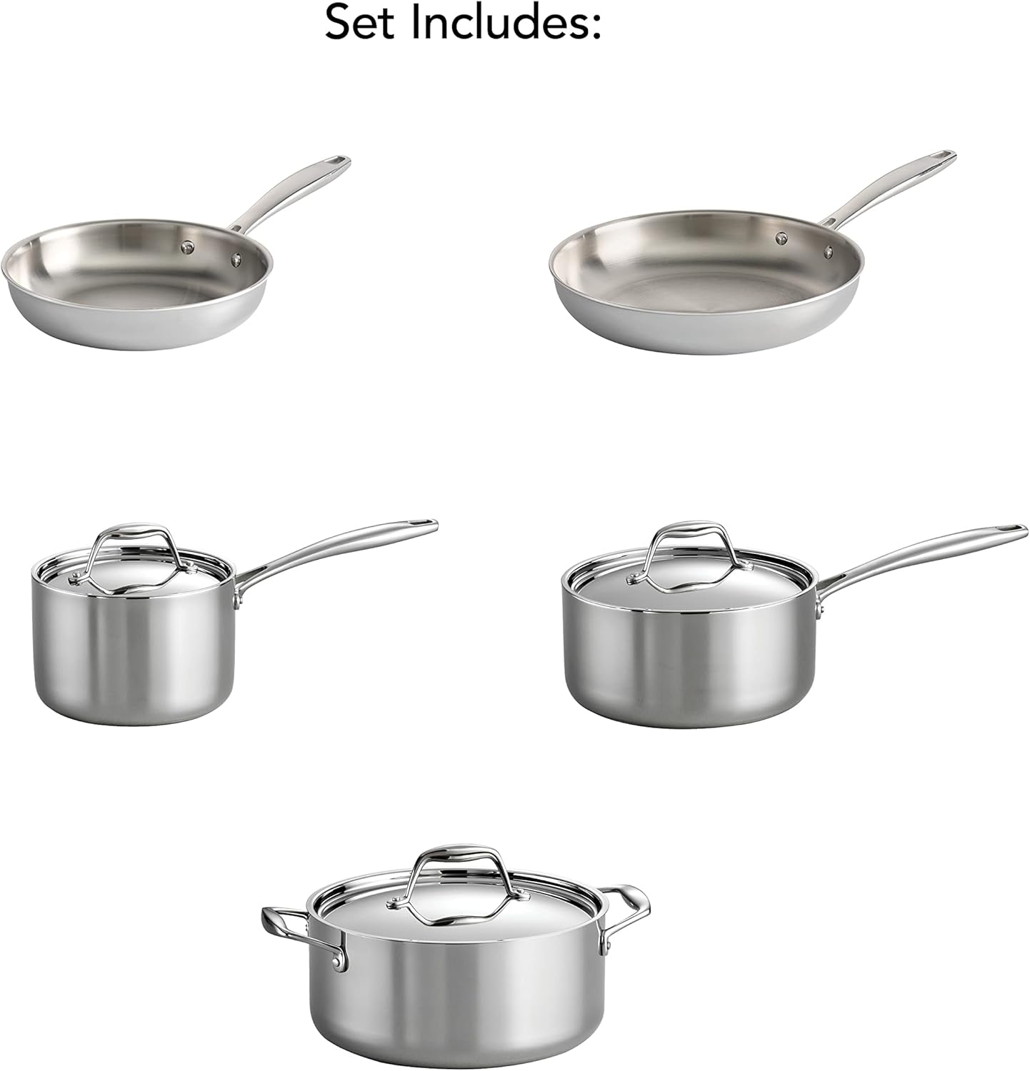 Tri-Ply Clad Stainless Steel 12-Piece Cookware Set