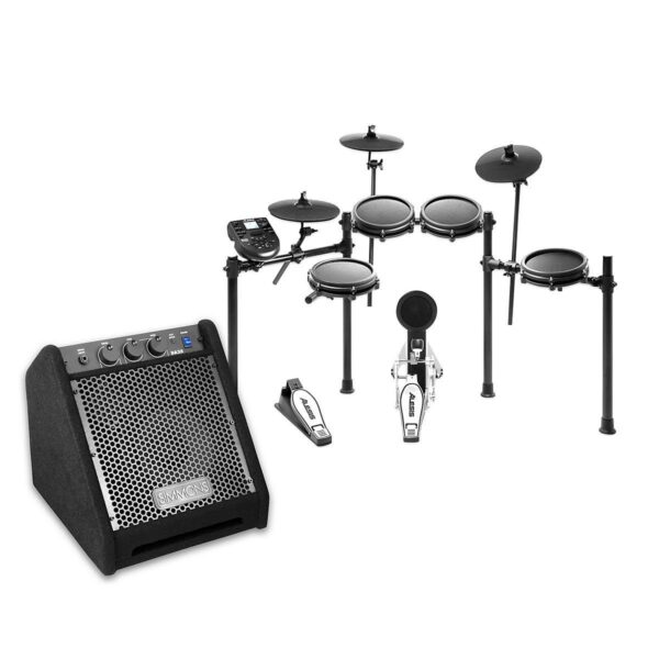 2026 Nitro Mesh Electronic Drum Kit with DA25 Amp, Dual-Zone Snare, 8′′ Mesh Toms, 10′′ Cymbals, 25W Amp