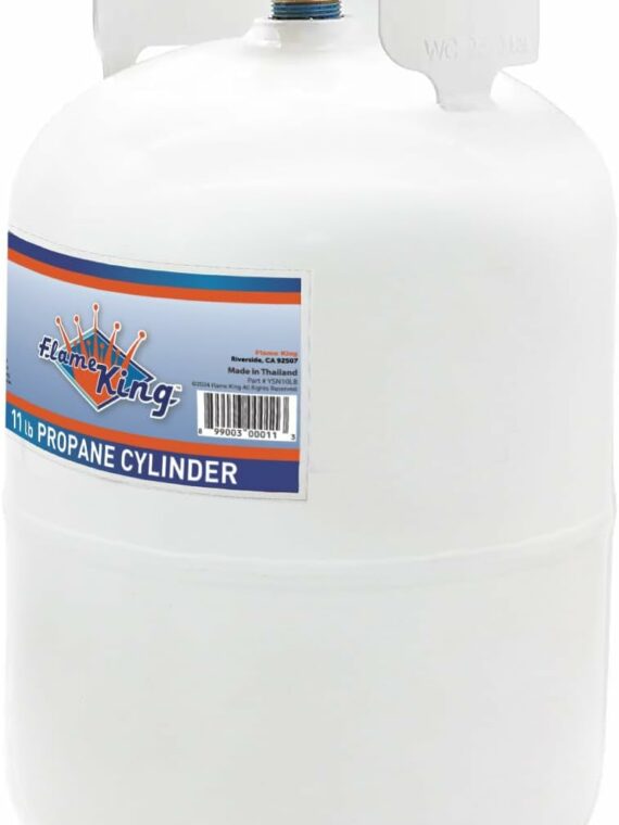 Flame King 10LB Steel Propane Tank Cylinder with Type 1 Overflow Protection Device Valve  Great for Camping  Fire Pits  Heaters  Grills  Overlanding  White