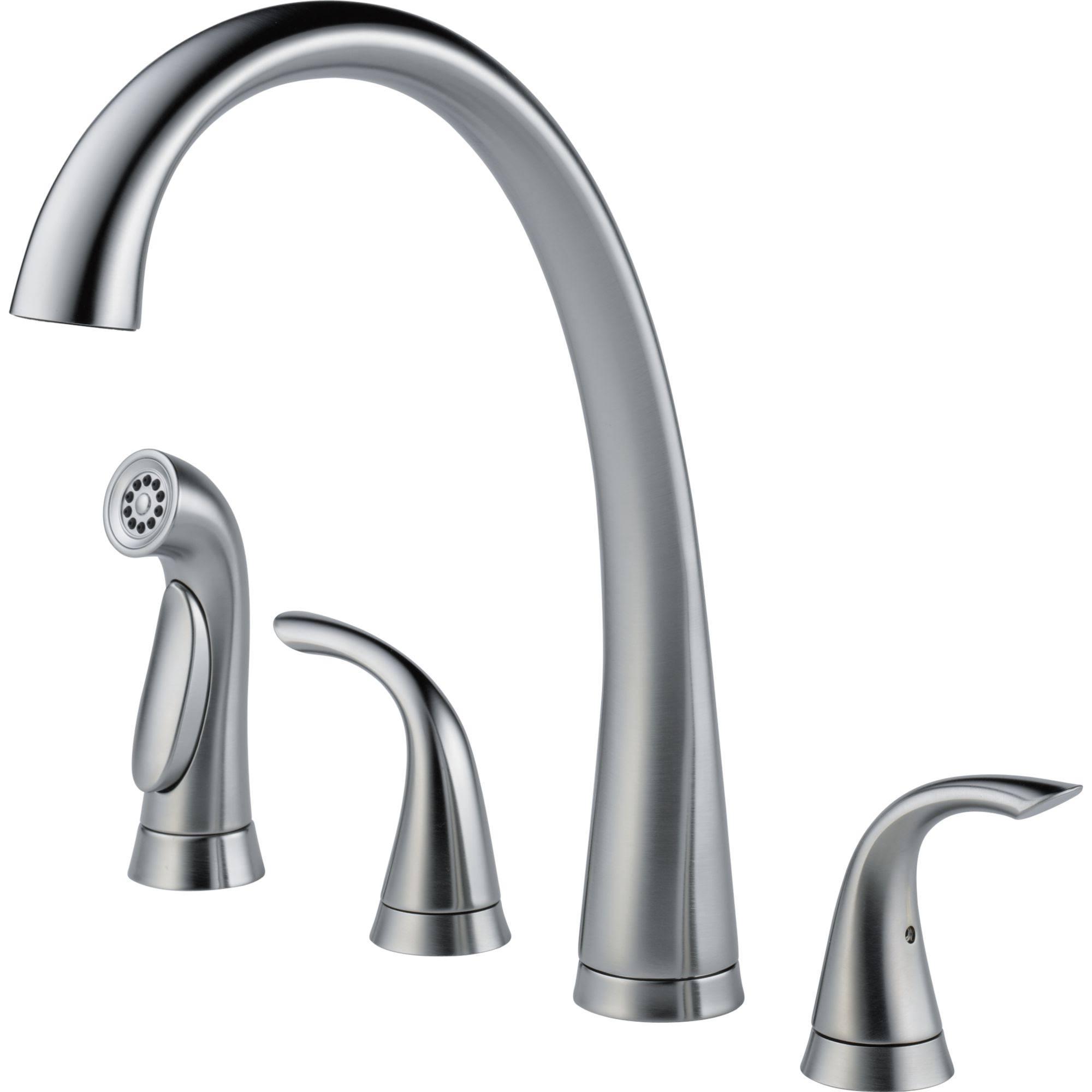 2026 2480-AR-DST Pilar Two Handle Widespread Kitchen Faucet with Spray �� Arctic