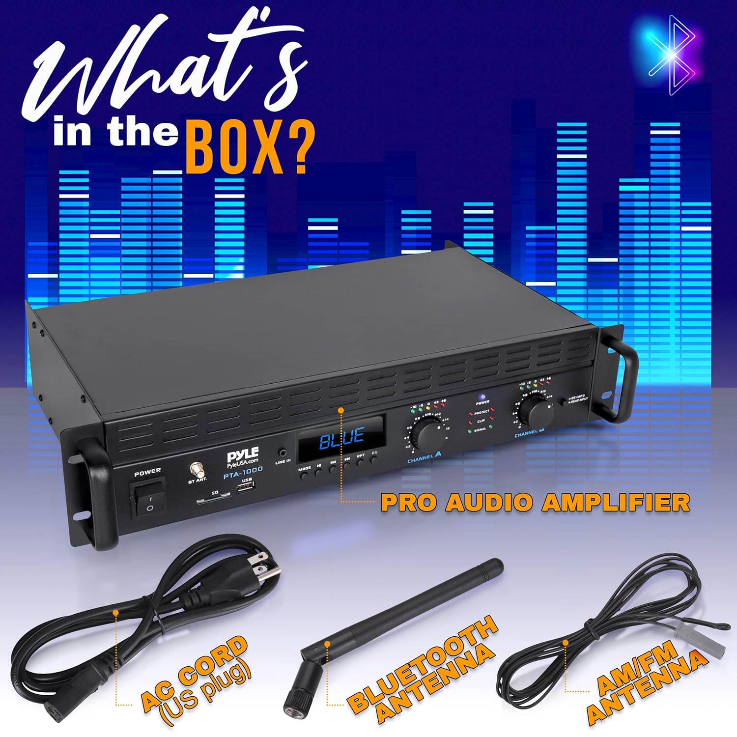 2026 2-Channel Bluetooth Power Amplifier - 2000W Bridgeable Rack Mount Pro Audio Sound Wireless Home Stereo Receiver w/TRS XLR Input,LCD, Bridge Mode, Cooling Fan - Entertainment Speaker System