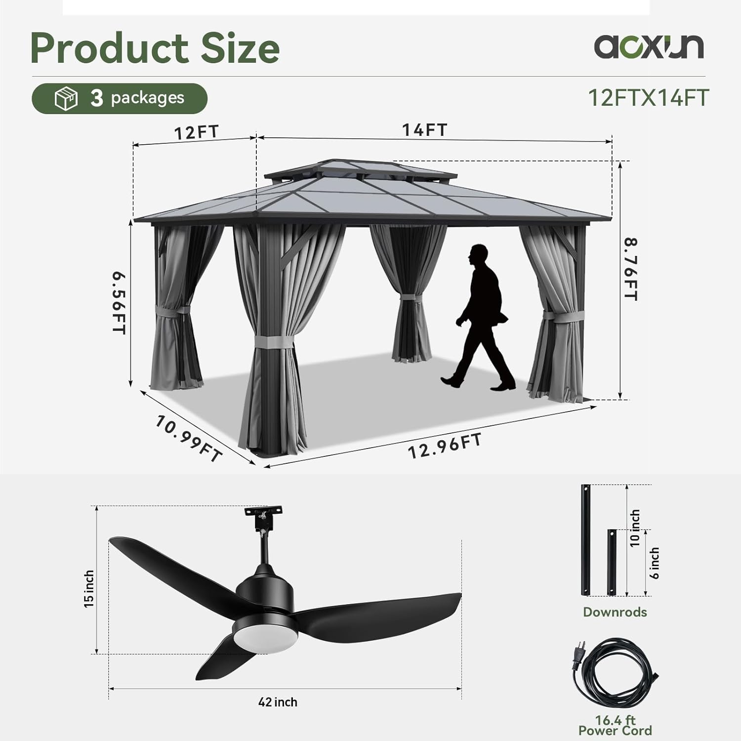 12’X10′ Hardtop Gazebo with Curtains and Netting