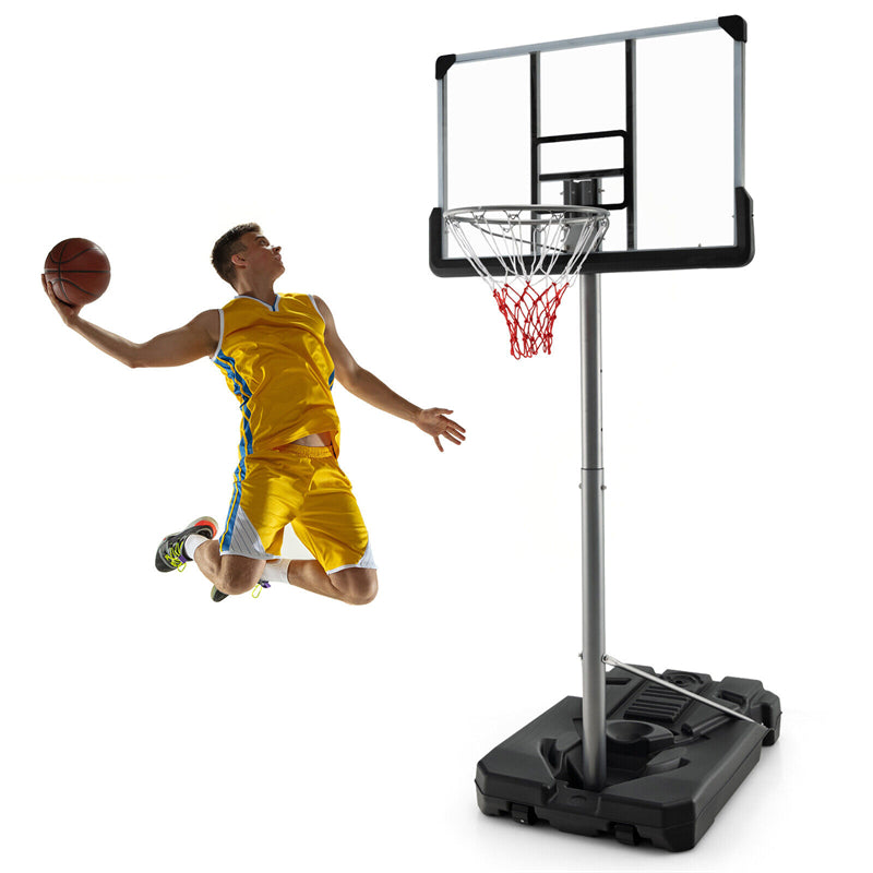 2026 Portable Outdoor Basketball Hoop 64’’-79’’ Adjustable Poolside Basketball Goal System with 44" Backboard Wheeled Fillable Base