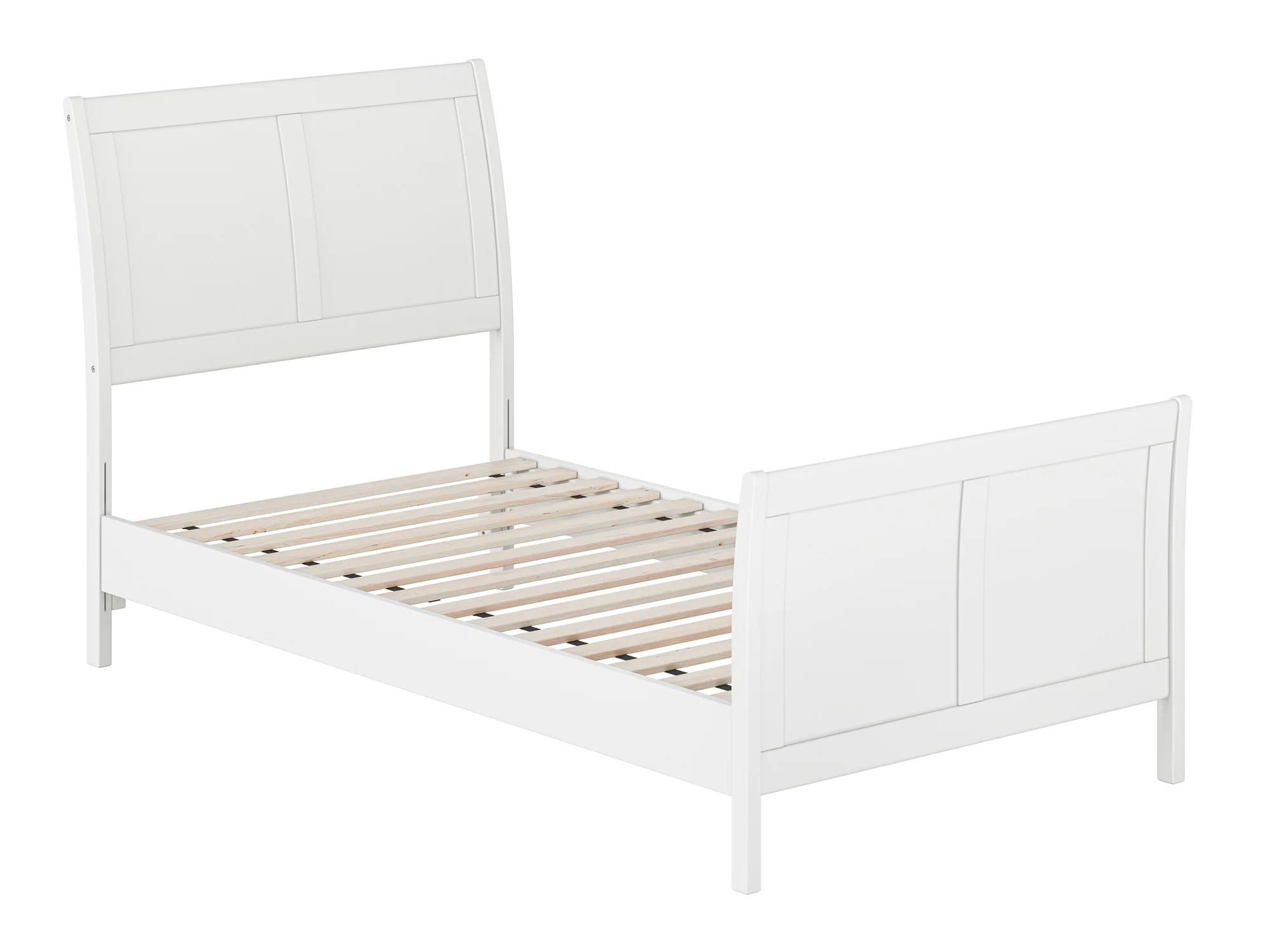 2026 AFI Valencia Twin Wood Low Profile Sleigh Platform Bed with Matching Footboard, White