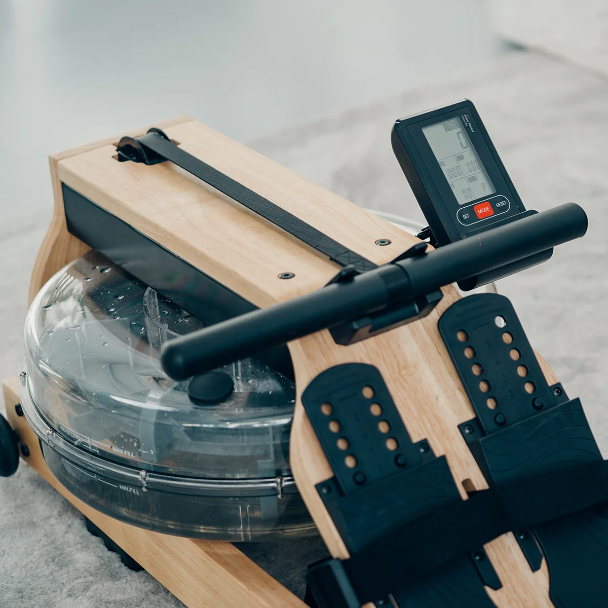 Compact Foldable Wooden Water Rower with Smooth Water Resistance & Built-in Monitor – Ascend R-300