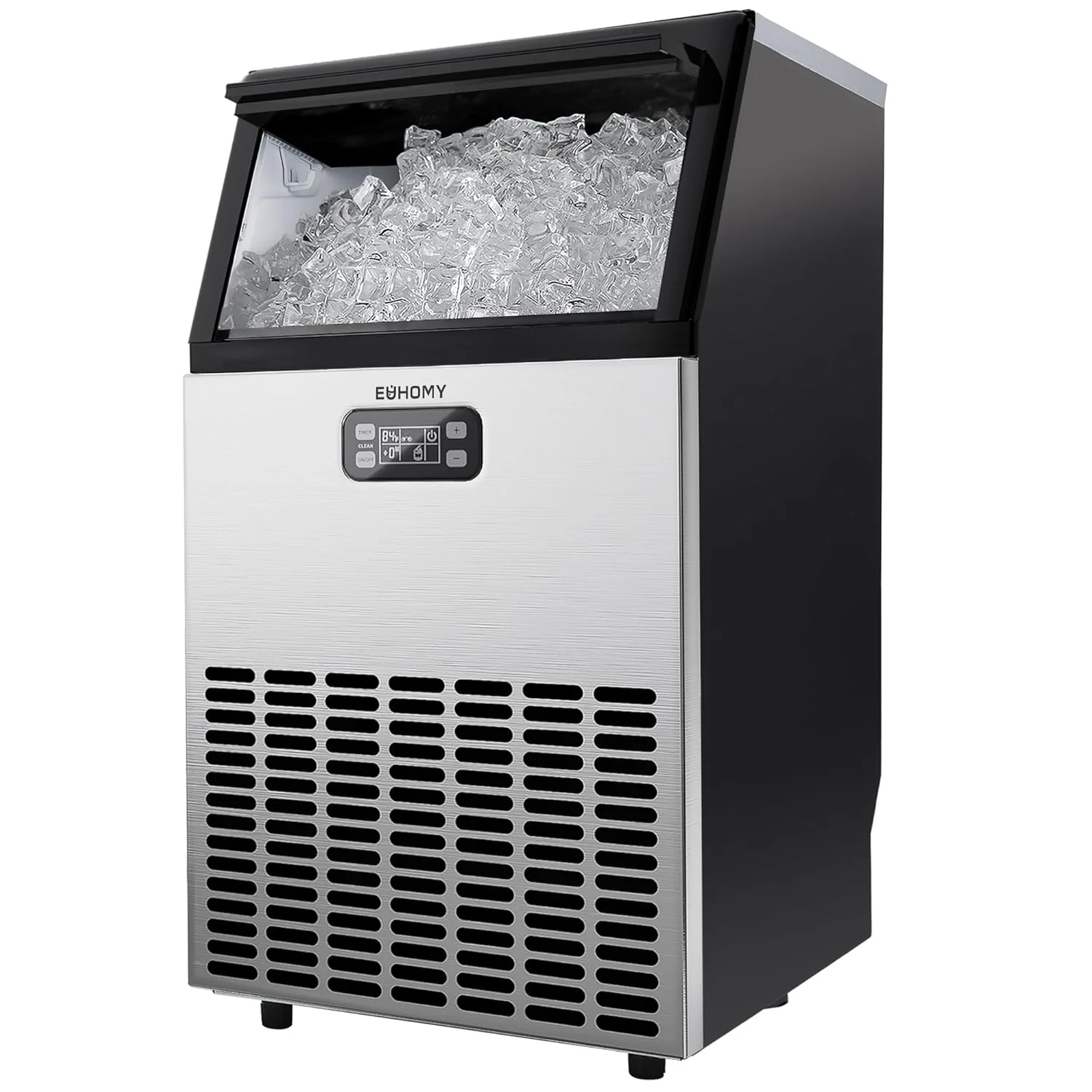 Commercial Ice Maker Machine, 100lbs/24H Stainless Steel Under Counter ice Machine with 33lbs Ice Storage Capacity, Freestanding Ice Maker.