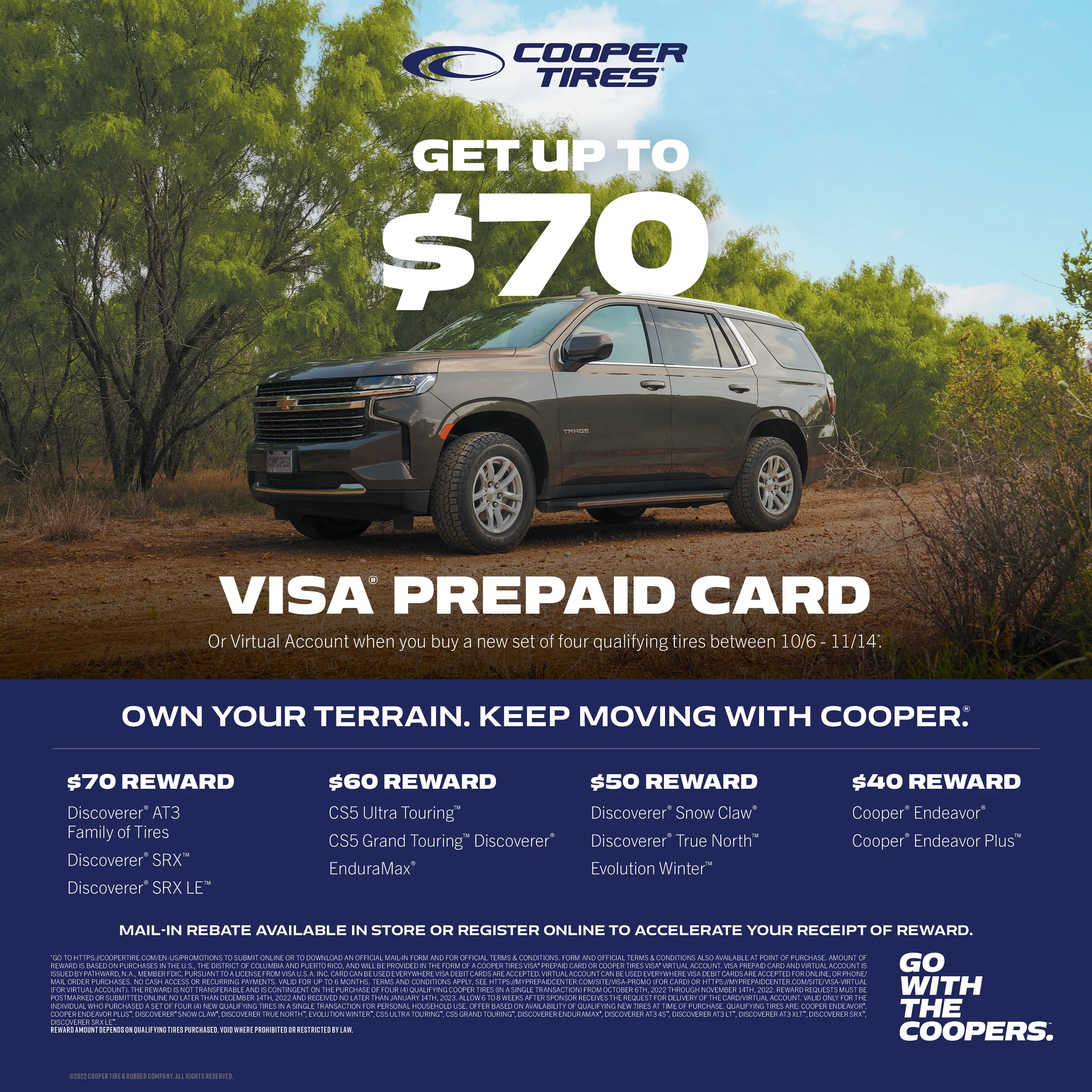 2026 Cooper Discoverer AT3 XLT All Terrain LT275/70R18 125/122S E Light Truck Tire