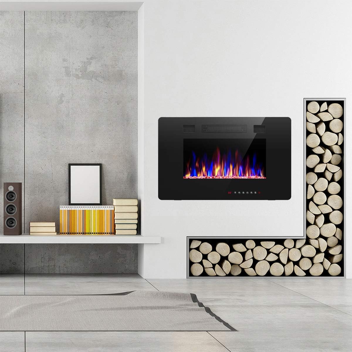 60′′ Electric Fireplace – Remote Control, Adjustable Flames