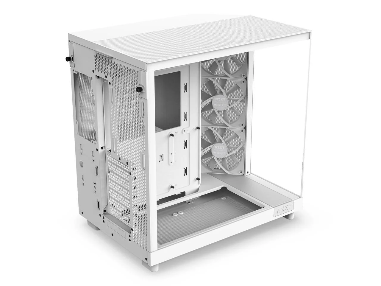 2026 NZXT H6 FLOW Compact Dual-Chamber Mid-Tower Airflow Case, White, CC-H61FW-01