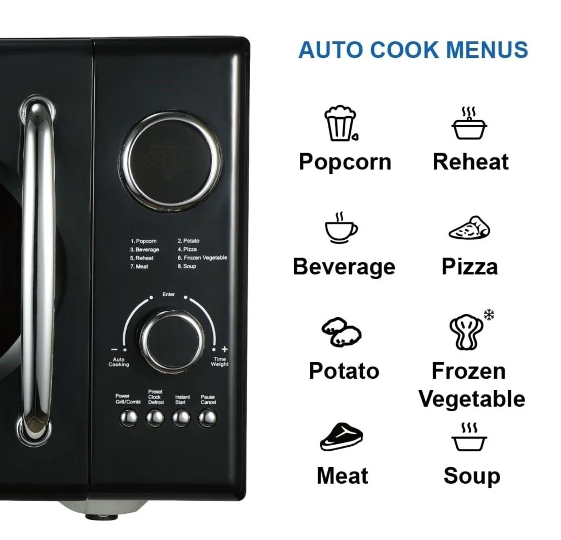 2026 Emerson 0.9 Cu Ft, 800W Retro Black Microwave Oven with Grill, MWRG0901BK