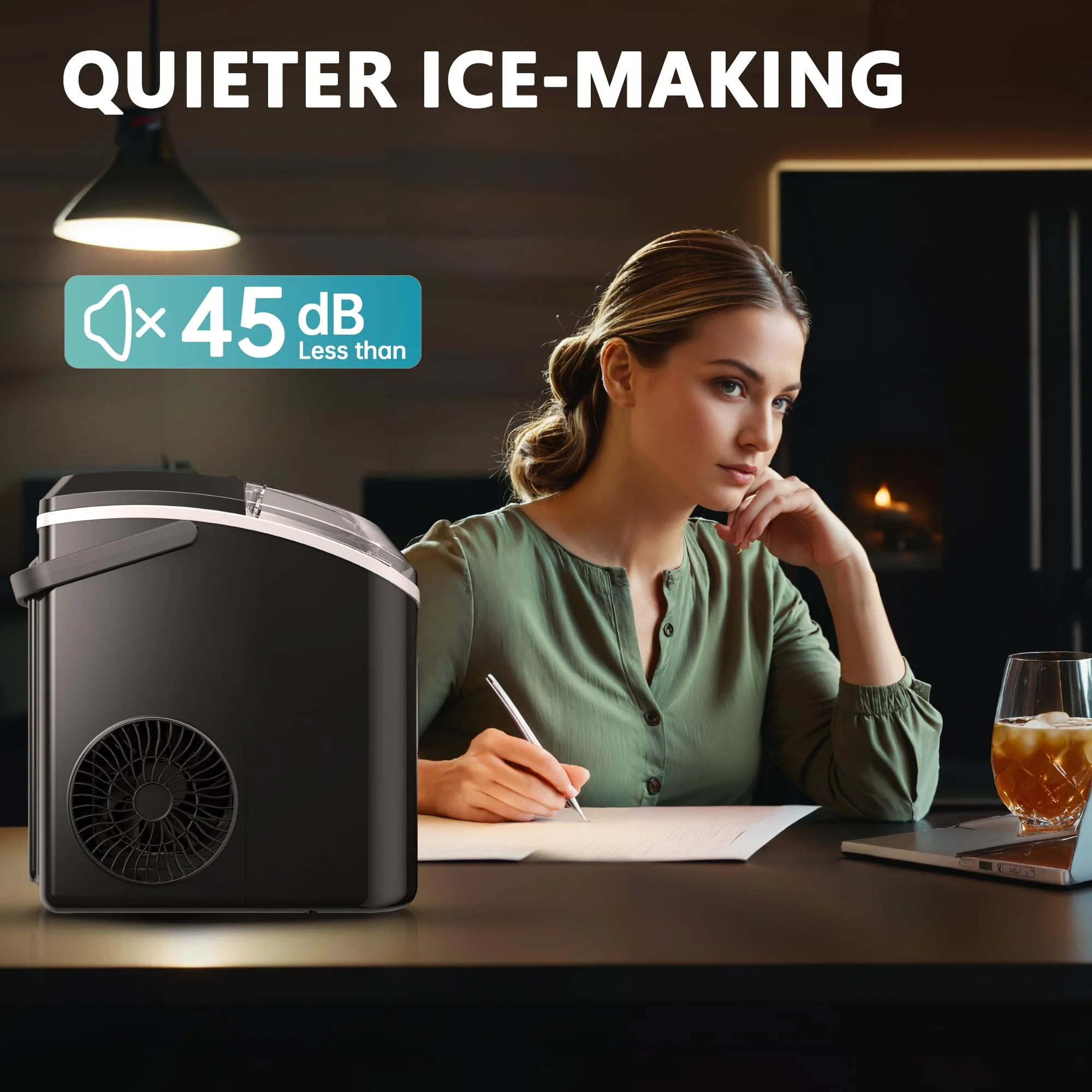 EUHOMY Nugget Ice Maker Countertop with Handle