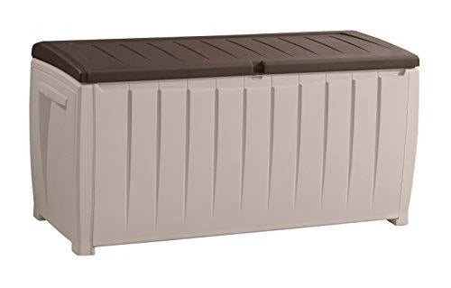 Novel Plastic Deck Storage Container Box Outdoor Patio Furniture 90 Gal, Brown