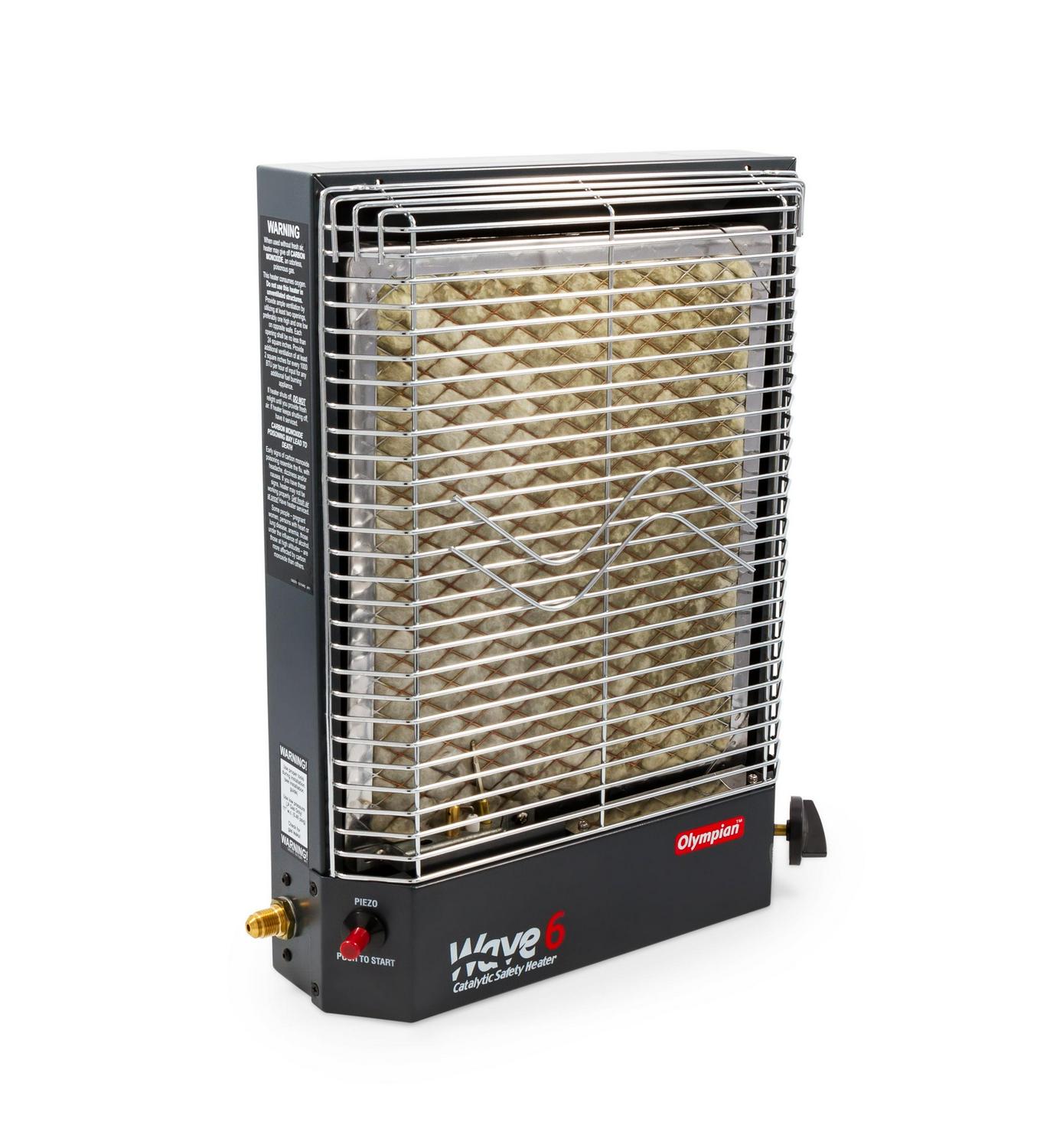 Camco Olympian Wave 6 Catalytic Safety Heater | Adjustable from 3200 to 6000 BTUs | Black (57341)