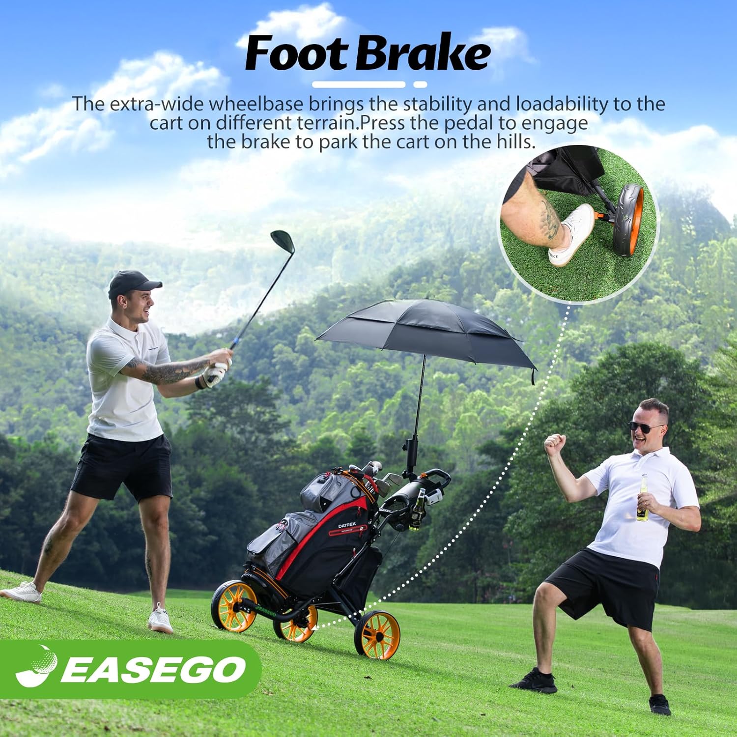 ‎Golf Push Cart 3 Wheel – Foldable Caddy with Holders