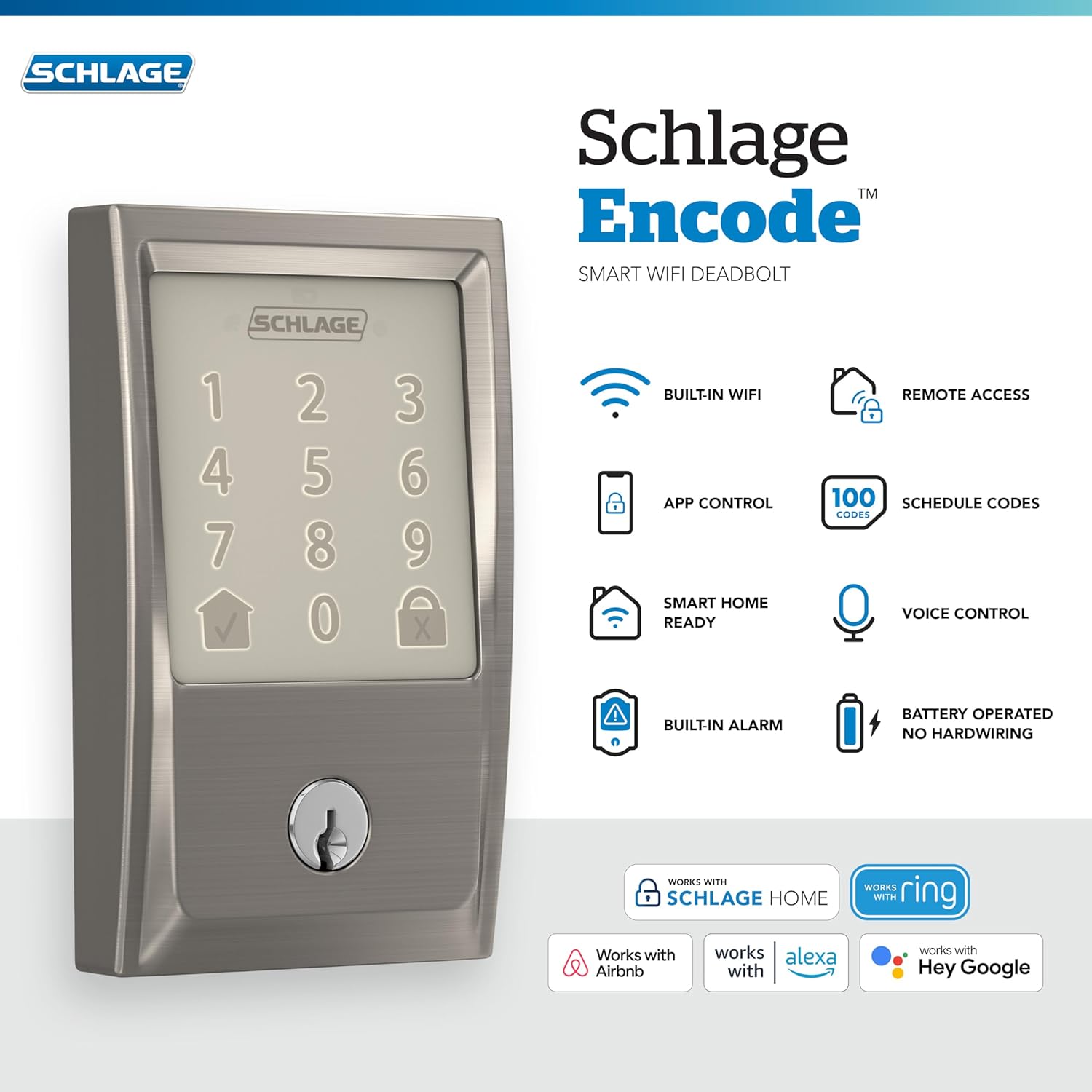 Encode Smart Wifi Deadbolt Lock – Keyless Entry