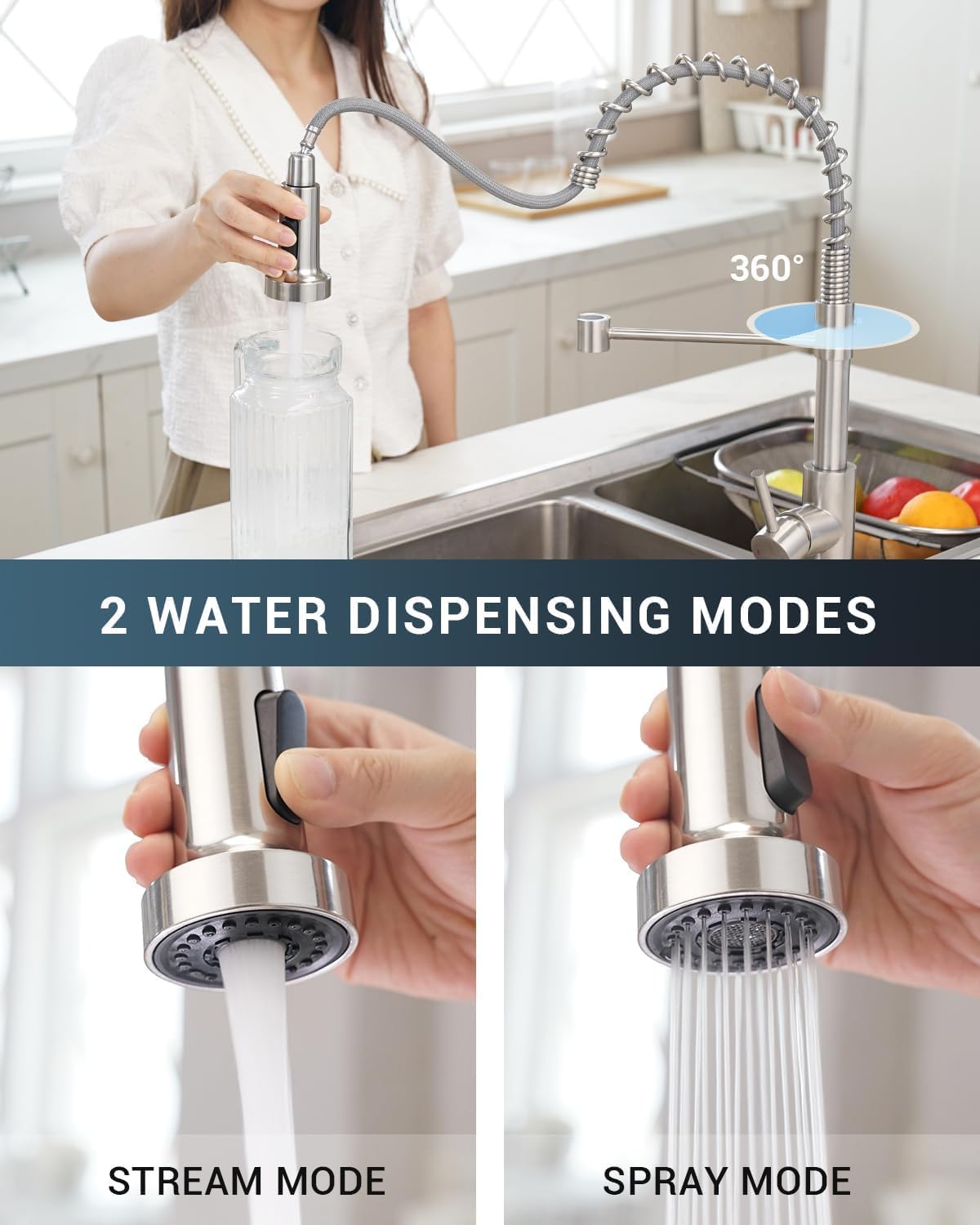 Black Touchless Kitchen Faucet with Soap Dispenser, Motion Sensor Activated Hands-Free Automatic Faucet for Sink with Pull Down Sprayer, Single Handle Smart Faucets for Kitchen Sink