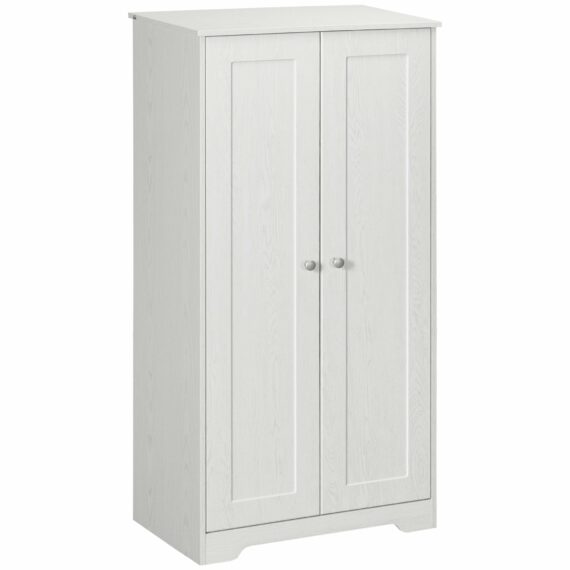 HOMCOM White Kitchen Pantry Cabinet with Adjustable Shelves, Freestanding Storage Cupboard
