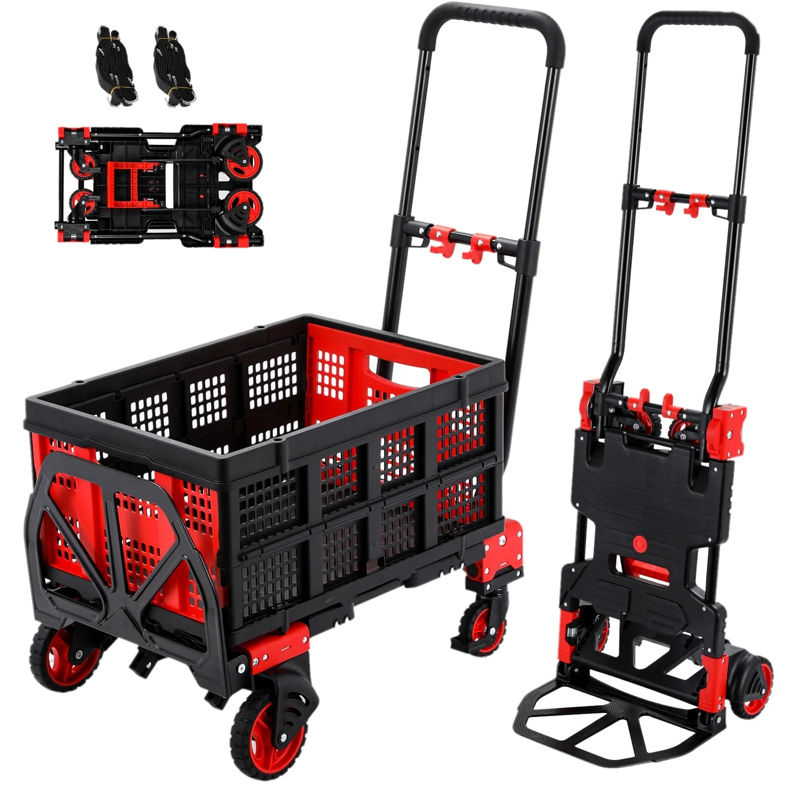 2026 LAZY BUDDY Folding Hand Truck Dolly, 2-in-1 Heavy-duty Platform Cart with 22