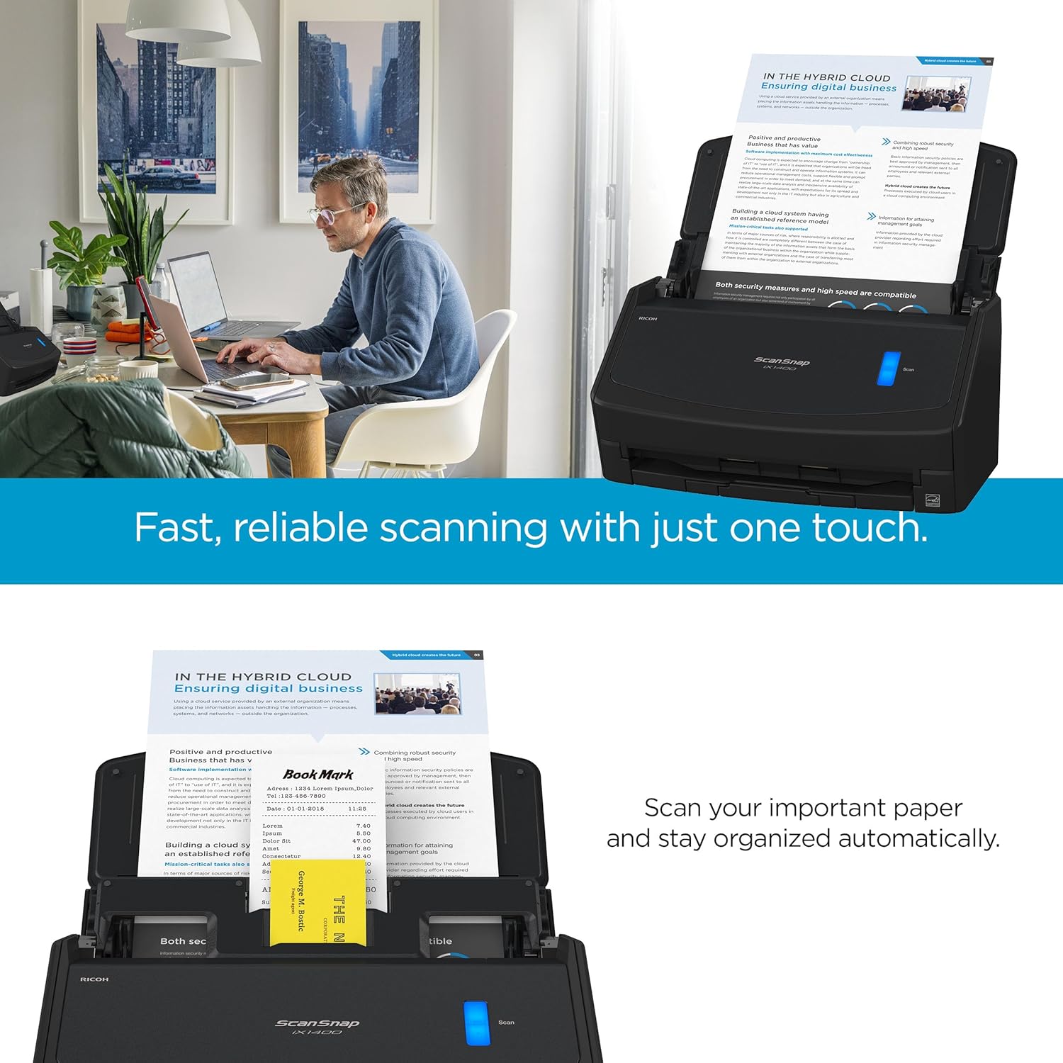 Ix1400 High-Speed Color Document Scanner with ADF