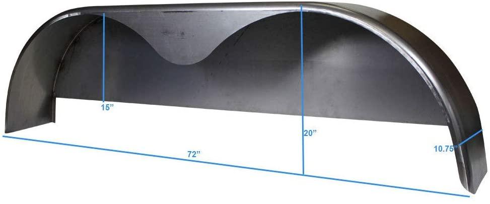 2026 72×10-3/4 Tandem Axle Steel Trailer Fender w/Back Plate Welded In (2-Pack)