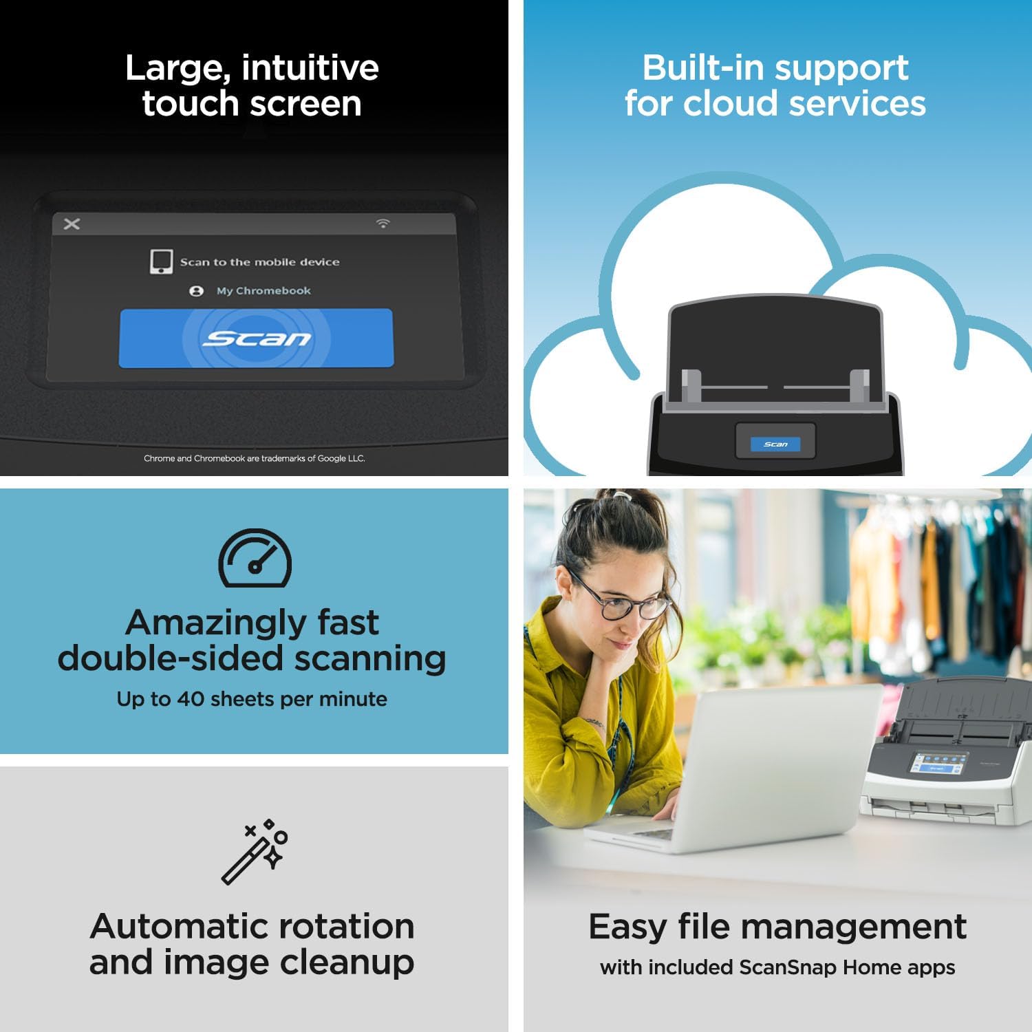 Ix1600 Wireless USB Document Scanner with Touchscreen