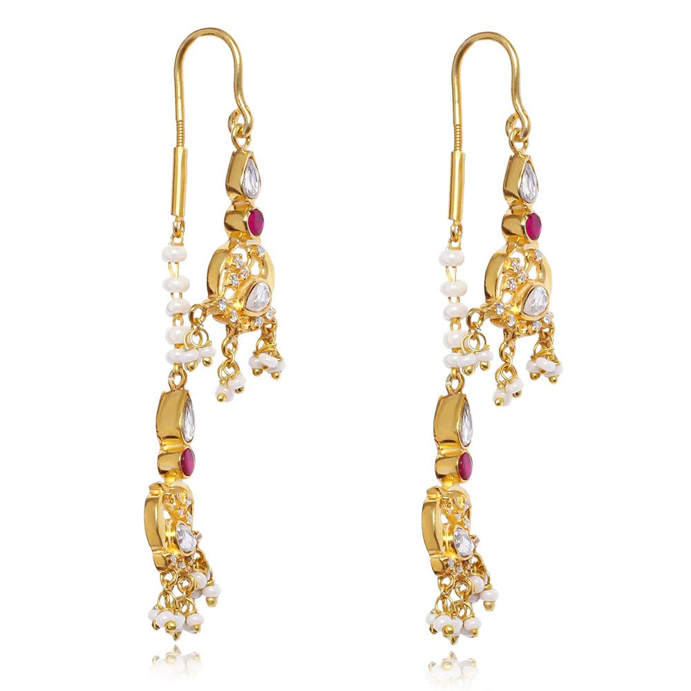 92.5 Sterling Silver Double swan Sui Dhaga Earrings