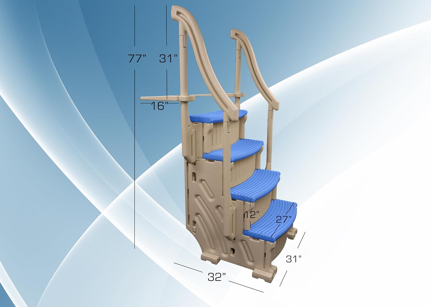 Confer Plastics Curve CCX-AG Pool Step with Grey Treads
